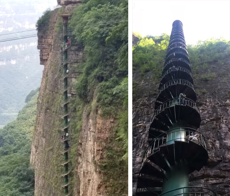 Словно огромное сверло немыслимой высоты среди скал - винтовая лестница в Тайханшань